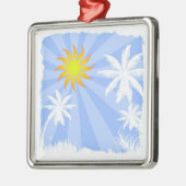 Tropischer Sommer Silbernes Ornament (Links)