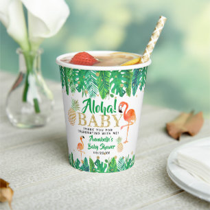 Tropischer Sommer Strand Luau Jungen Baby Shower Pappbecher
