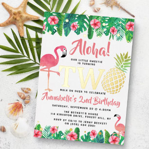 Tropischer Sommer Strand Luau Mädchen 2. Geburtsta Folieneinladung