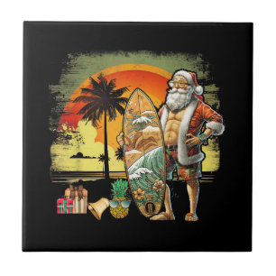 Tropischer Sommer Surfing Santa Claus 6er-Pack Chr Fliese