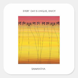 Tropischer Sommer und Silhouette Kokospalmen Quadratischer Aufkleber