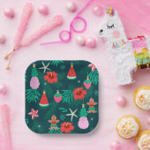 Tropischer Sommer Weihnachtsfeiertage im Sommer Pappteller (Party)