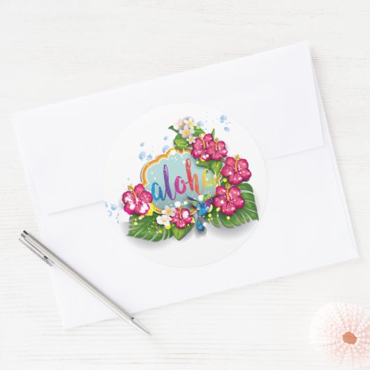 Tropischer Sommeradleraufkleber Runder Aufkleber (Umschlag)