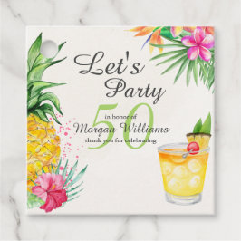 Tropischer Sommercocktail 50. Geburtstagsparty Geschenkanhänger