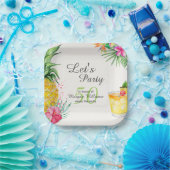 Tropischer Sommercocktail 50. Geburtstagsparty Pappteller (Party)