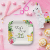 Tropischer Sommercocktail 50. Geburtstagsparty Pappteller (Party)