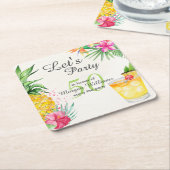Tropischer Sommercocktail 50. Geburtstagsparty Rechteckiger Pappuntersetzer (angewinkelt)