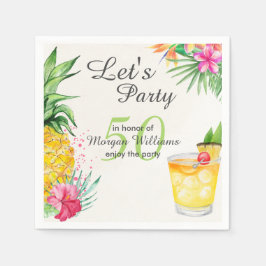Tropischer Sommercocktail 50. Geburtstagsparty Serviette