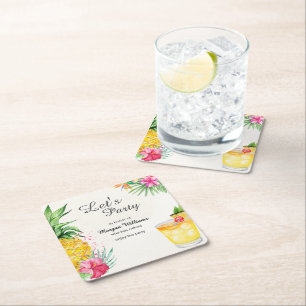 Tropischer Sommercocktail-Party für die Altersvers Rechteckiger Pappuntersetzer