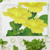 Tropischer Sommergelber Hibiskus auf Weiß Geschirrtuch (Gefaltet)