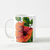Tropischer Sommerorange-Hibiskus Kaffeetasse (Links)