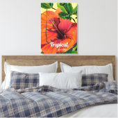 Tropischer Sommerorange-Hibiskus Leinwanddruck (Insitu (Schlafzimmer))