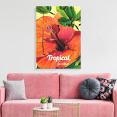 Tropischer Sommerorange-Hibiskus Leinwanddruck (Insitu (Wohnzimmer))