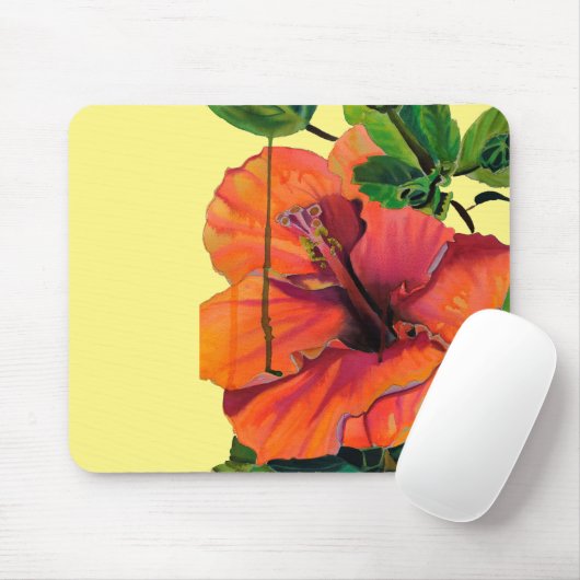 Tropischer Sommerorange-Hibiskus Mousepad (Mit Mouse)