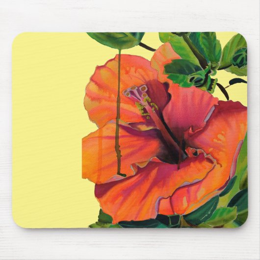 Tropischer Sommerorange-Hibiskus Mousepad (Vorne)