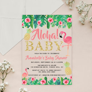 Tropischer Sommerstrand Luau Mädchen Baby Shower Acryleinladungen