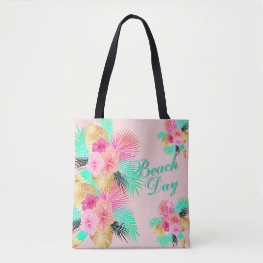 Tropischer Sommerstrand Palmen Vibrant  Tasche (Vorderseite)