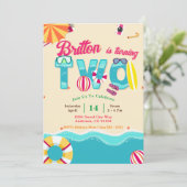 Tropischer Sommerstrand zum zweiten Geburtstag Einladung (Stehend Vorderseite)