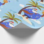 Tropischer Sommerurlaub schwarzer Santa Geschenkpapier (Ecke)