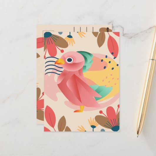 Tropischer Songbird im Paradies Postkarte (Vorderseite/Rückseite Beispiel)