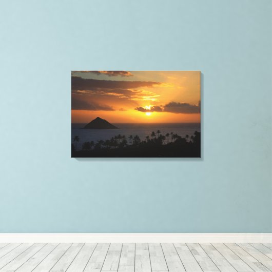 Tropischer Sonnenaufgang auf der Leinwand (Insitu (Holzboden))