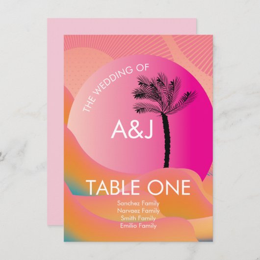 Tropischer Sonnenaufgang Fett rosa orangefarbene T Einladung (Vorne/Hinten)