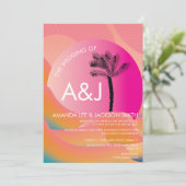 Tropischer Sonnenaufgang Fett rosa Orangefarbene w Einladung (Stehend Vorderseite)