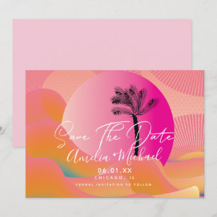 Tropischer Sonnenaufgang Fettes Rosa Orange Save-t Einladung
