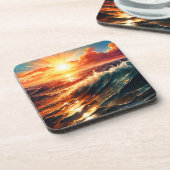 Tropischer Sonnenaufgang Getränkeuntersetzer (Linke Seite)