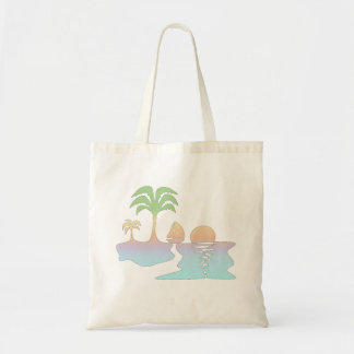 Tropischer Sonnenaufgang mit Sailboat Tote Bag Tragetasche