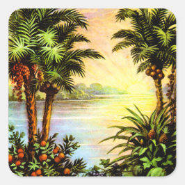 Tropischer Sonnenaufgang Quadratischer Aufkleber