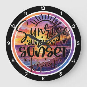 Tropischer Sonnenaufgang Sonnenuntergang Wiederhol Große Wanduhr