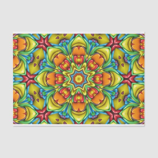 Tropischer Sonnenbrand Vintages Fraktal Kaleidosko Seidenpapier (Vorderseite)