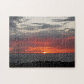 Tropischer Sonnenuntergang Abend Blauer Ozean Natu Puzzle (Horizontal)