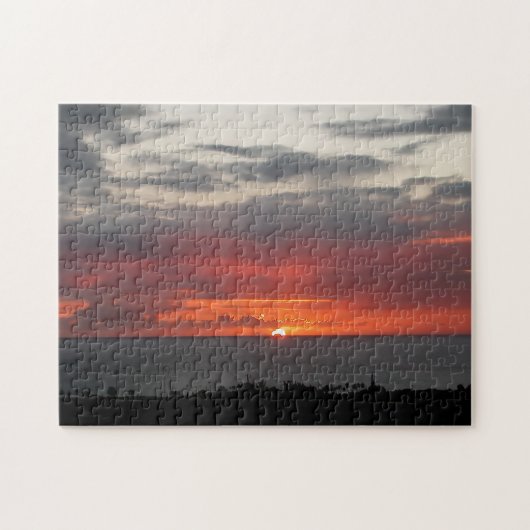 Tropischer Sonnenuntergang Abend Blauer Ozean Natu Puzzle (Horizontal)