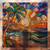 Tropischer Sonnenuntergang am Strand Fensteraufkleber (Blatt 2)