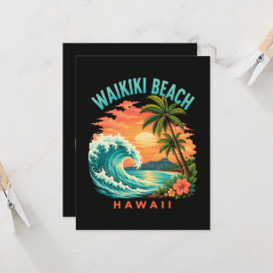 Tropischer Sonnenuntergang am Waikiki-Strand Hawai Einladung
