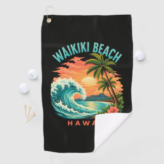 Tropischer Sonnenuntergang am Waikiki-Strand Hawai Golfhandtuch
