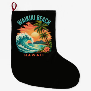Tropischer Sonnenuntergang am Waikiki-Strand Hawai Großer Weihnachtsstrumpf
