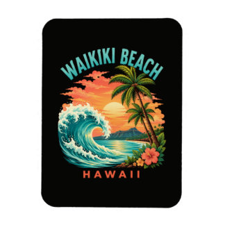 Tropischer Sonnenuntergang am Waikiki-Strand Hawai Magnet