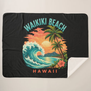 Tropischer Sonnenuntergang am Waikiki-Strand Hawai Sherpadecke