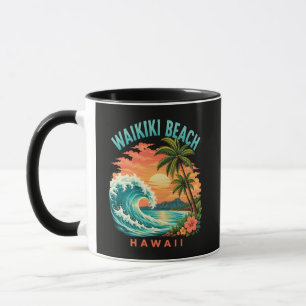 Tropischer Sonnenuntergang am Waikiki-Strand Hawai Tasse
