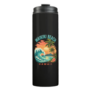 Tropischer Sonnenuntergang am Waikiki-Strand Hawai Thermosbecher