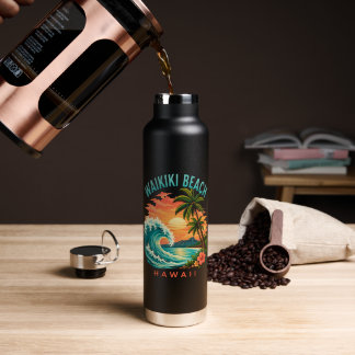 Tropischer Sonnenuntergang am Waikiki-Strand Hawai Trinkflasche