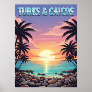 Tropischer Sonnenuntergang auf den Inseln Turks un Poster