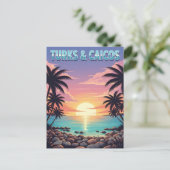 Tropischer Sonnenuntergang auf den Inseln Turks un Postkarte (Stehend Vorderseite)