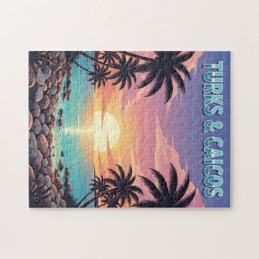 Tropischer Sonnenuntergang auf den Inseln Turks un Puzzle (Horizontal)