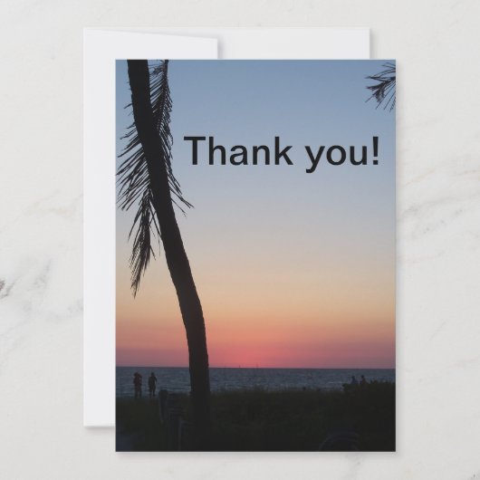 Tropischer Sonnenuntergang auf gefaltet Danke Kart (Vorderseite)