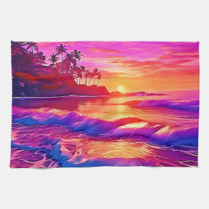 Tropischer Sonnenuntergang: Beach Glow Art Geschirrtuch
