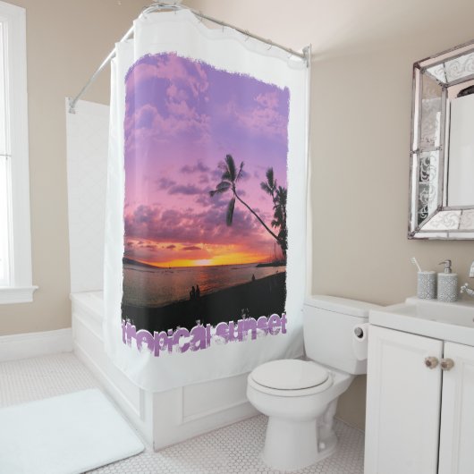 Tropischer Sonnenuntergang Duschvorhang (Beispiel)
